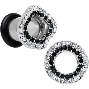 0 Gauge Clear Black Gem Steel Warped Ring Single Flare Tunnel Plug Set