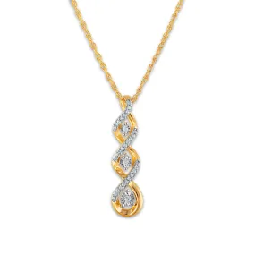 1/10 CTW Diamond Three Stone Twist 18-inch Pendant in 10KT Yellow Gold