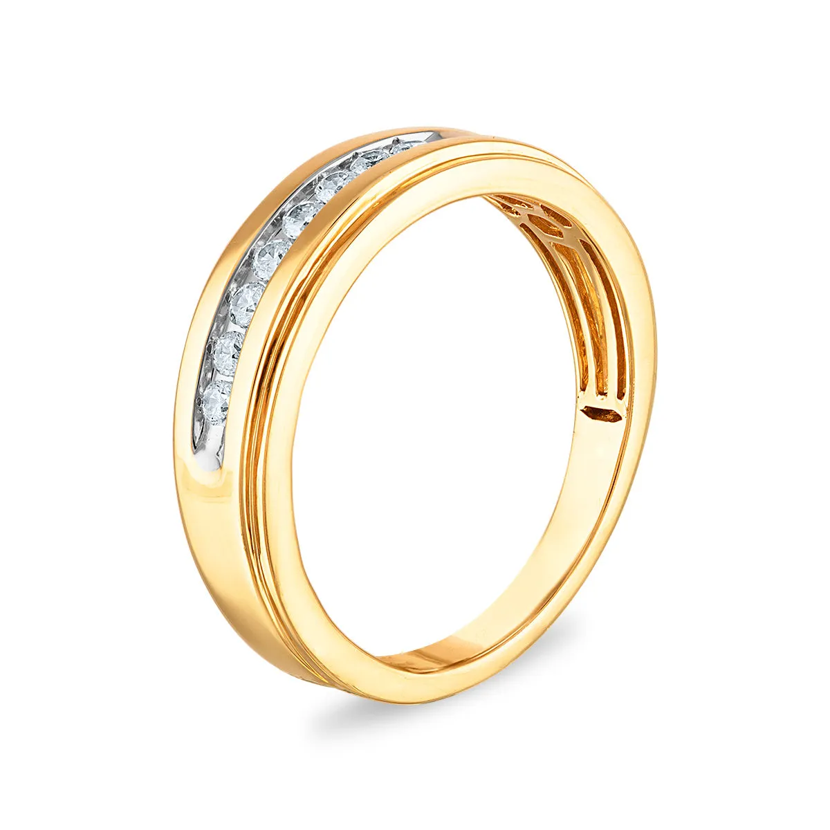 1/4 CTW Diamond Wedding Channel Set Ring in 10KT Yellow Gold