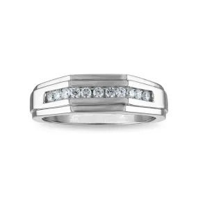 1/4 CTW Diamond Wedding Geometric Channel Set Ring in 10KT White Gold