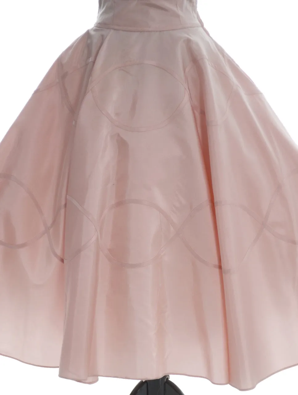 1950s Rose Pink Peach Party Dress Velvet Satin