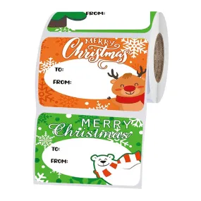 250PCs 6 Designs Square Merry Christmas Christmas Label Gift Stickers tape