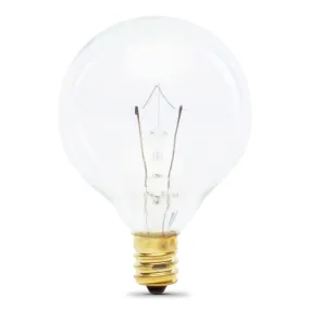 25W Soft White G16 1/2 Globe Shape Dimmable Clear Incandescent Chandelier Light Bulb (2-Pack)