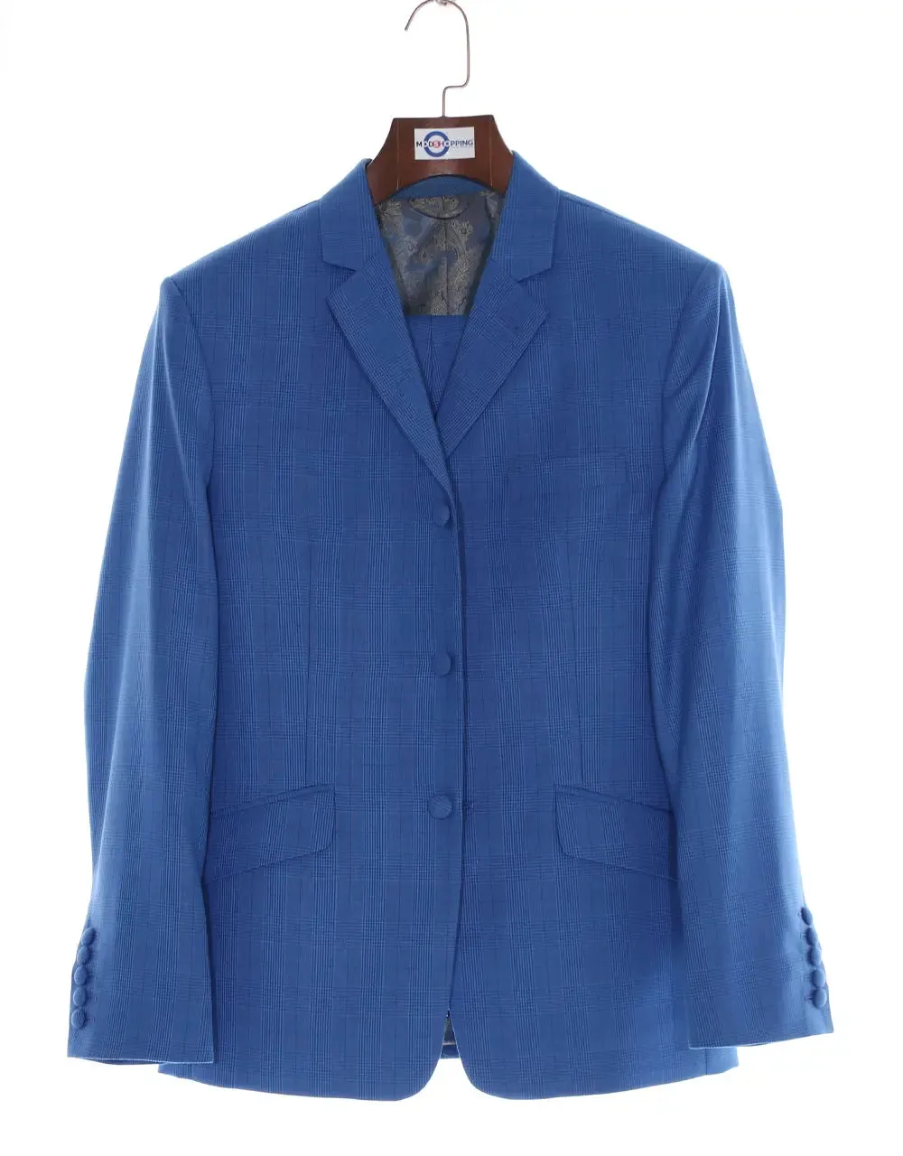 3 Piece Suit | Blue Prince Of Wales Check Suit