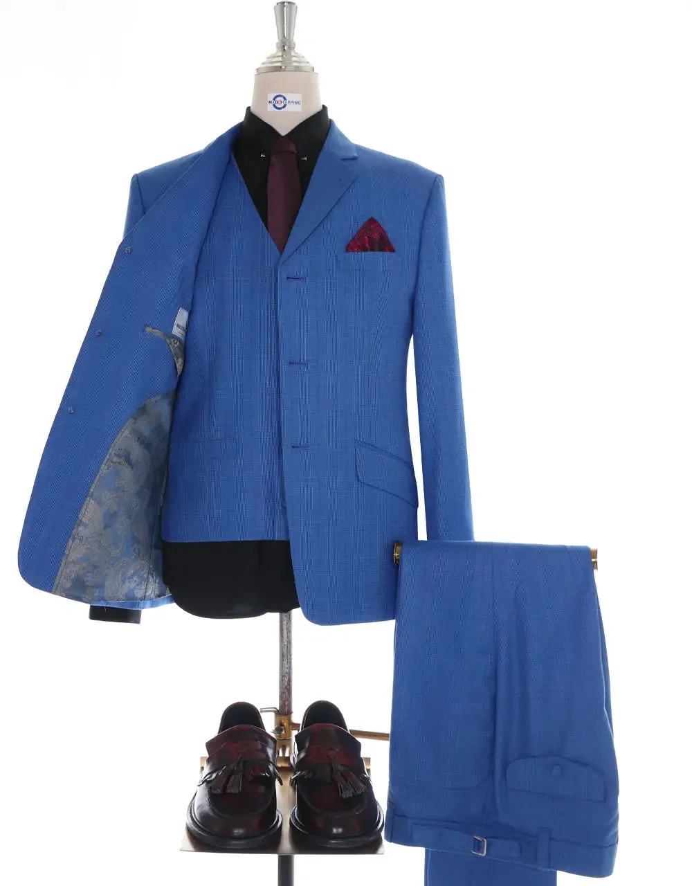 3 Piece Suit | Blue Prince Of Wales Check Suit