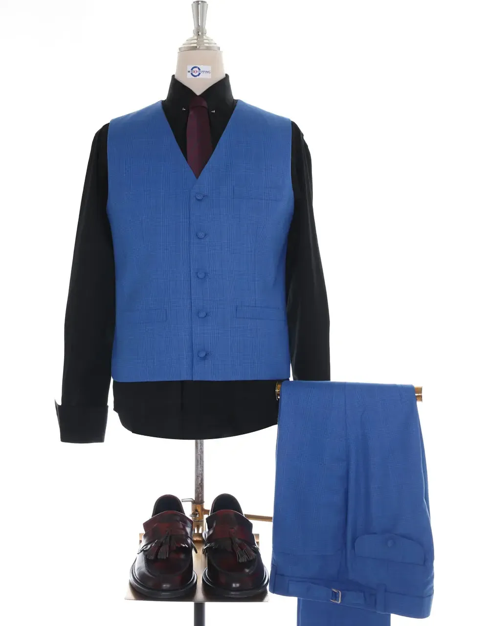 3 Piece Suit | Blue Prince Of Wales Check Suit