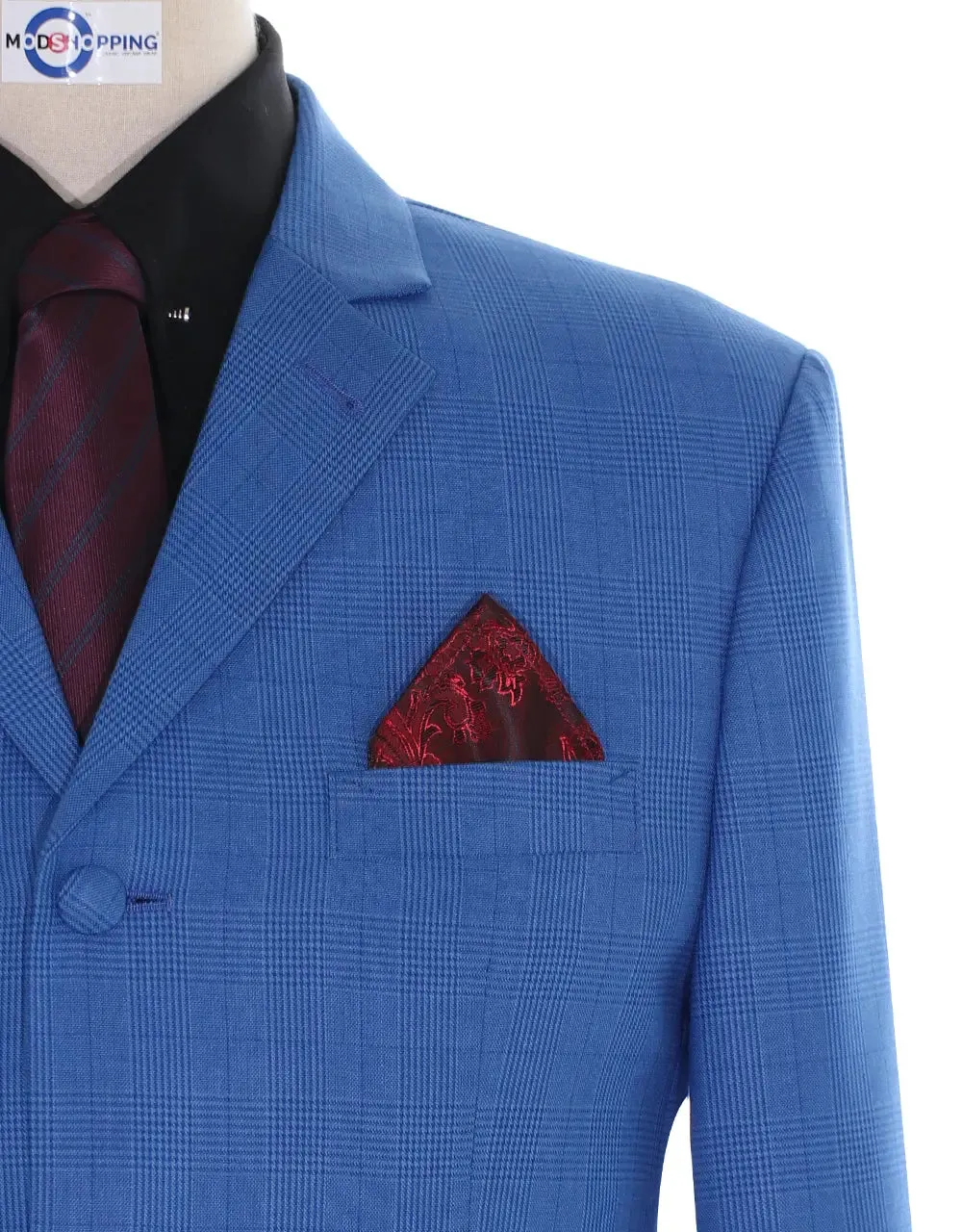 3 Piece Suit | Blue Prince Of Wales Check Suit