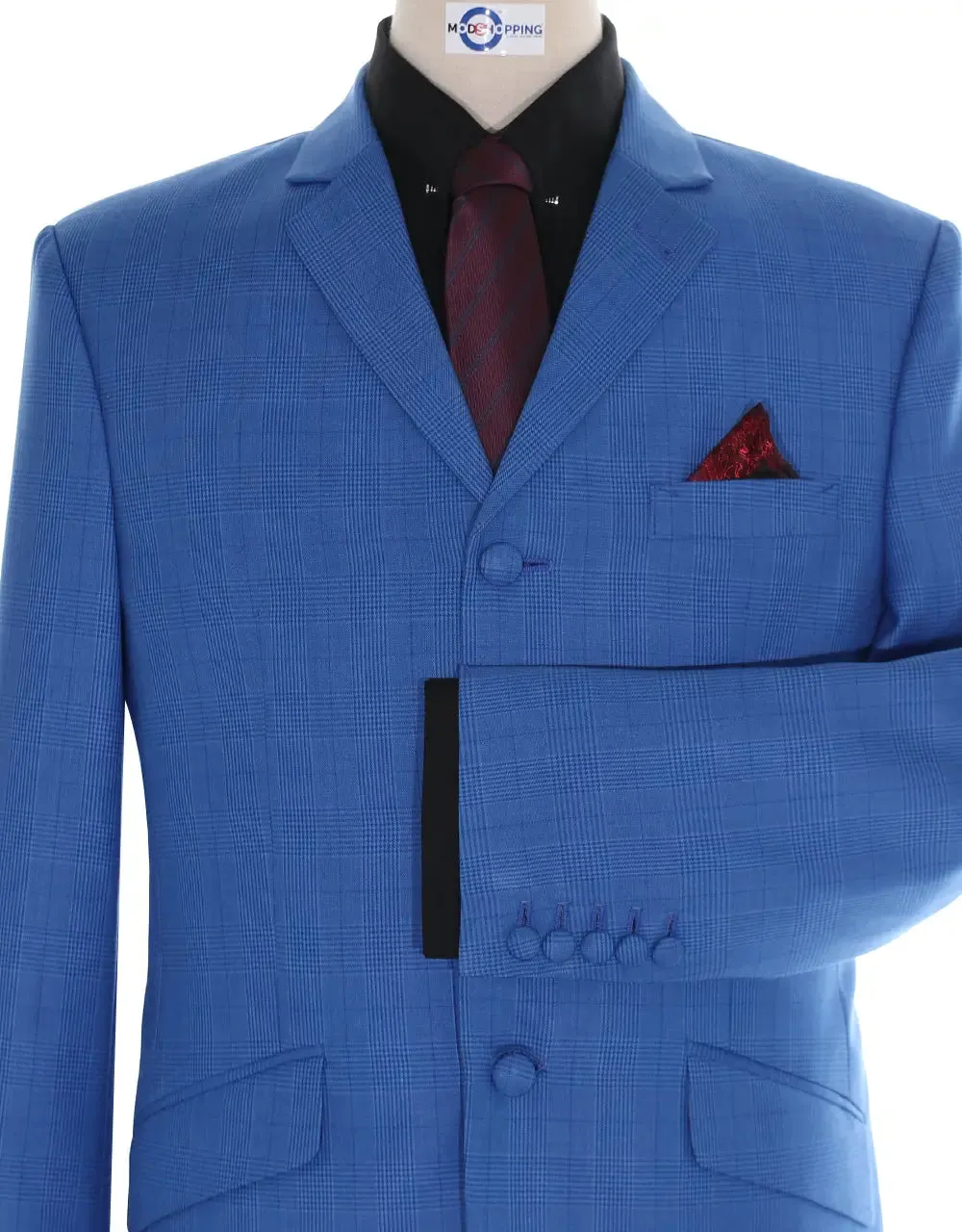 3 Piece Suit | Blue Prince Of Wales Check Suit