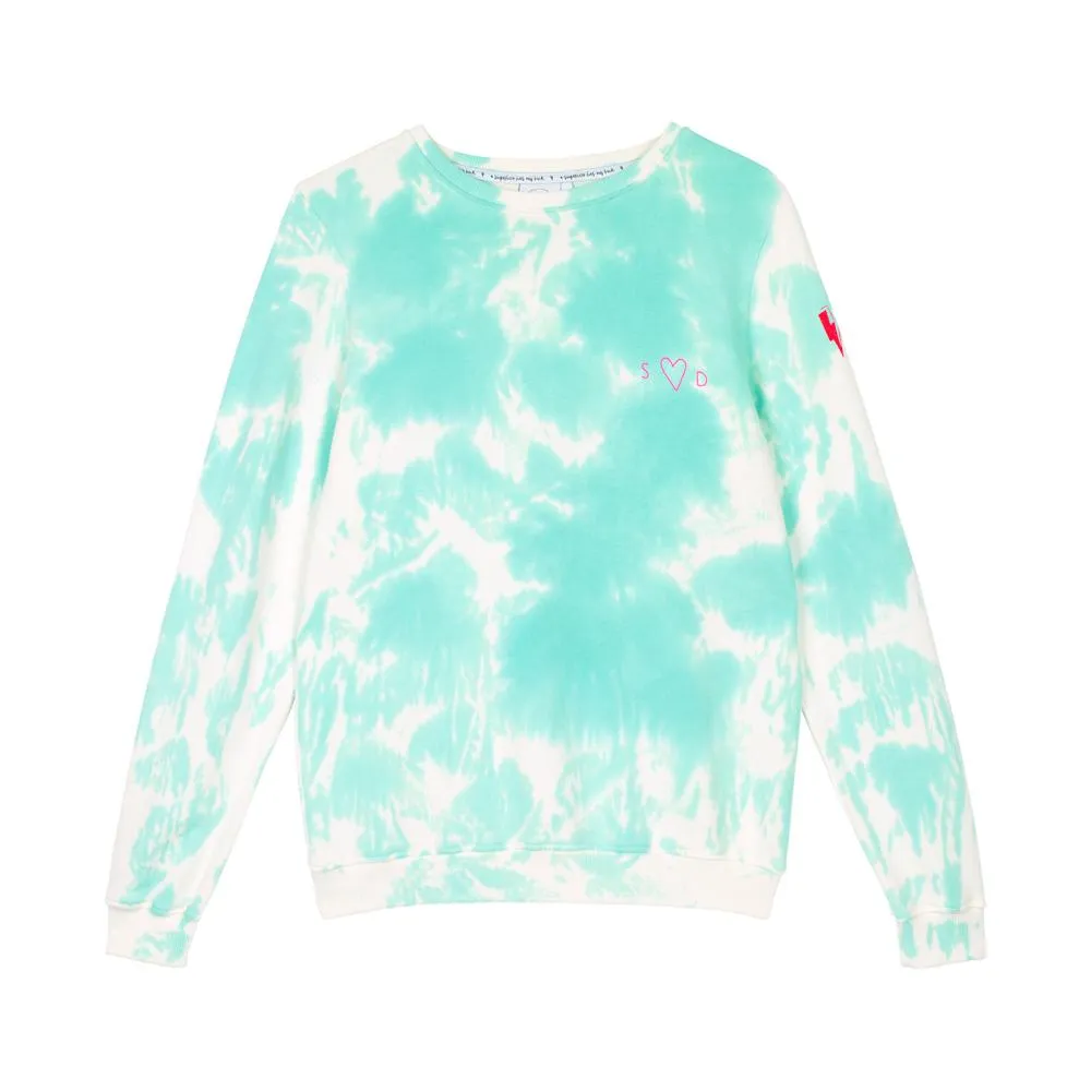 Adult Super Soft Sweatshirt - aqua and white tie dye