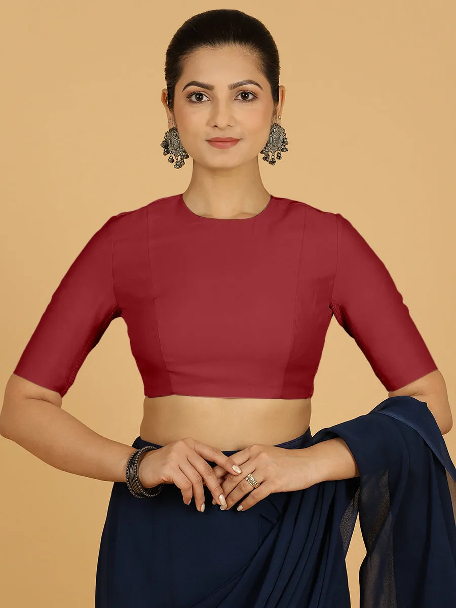 Amisha x Rozaana | Elbow Sleeves Saree Blouse in Scarlet Red