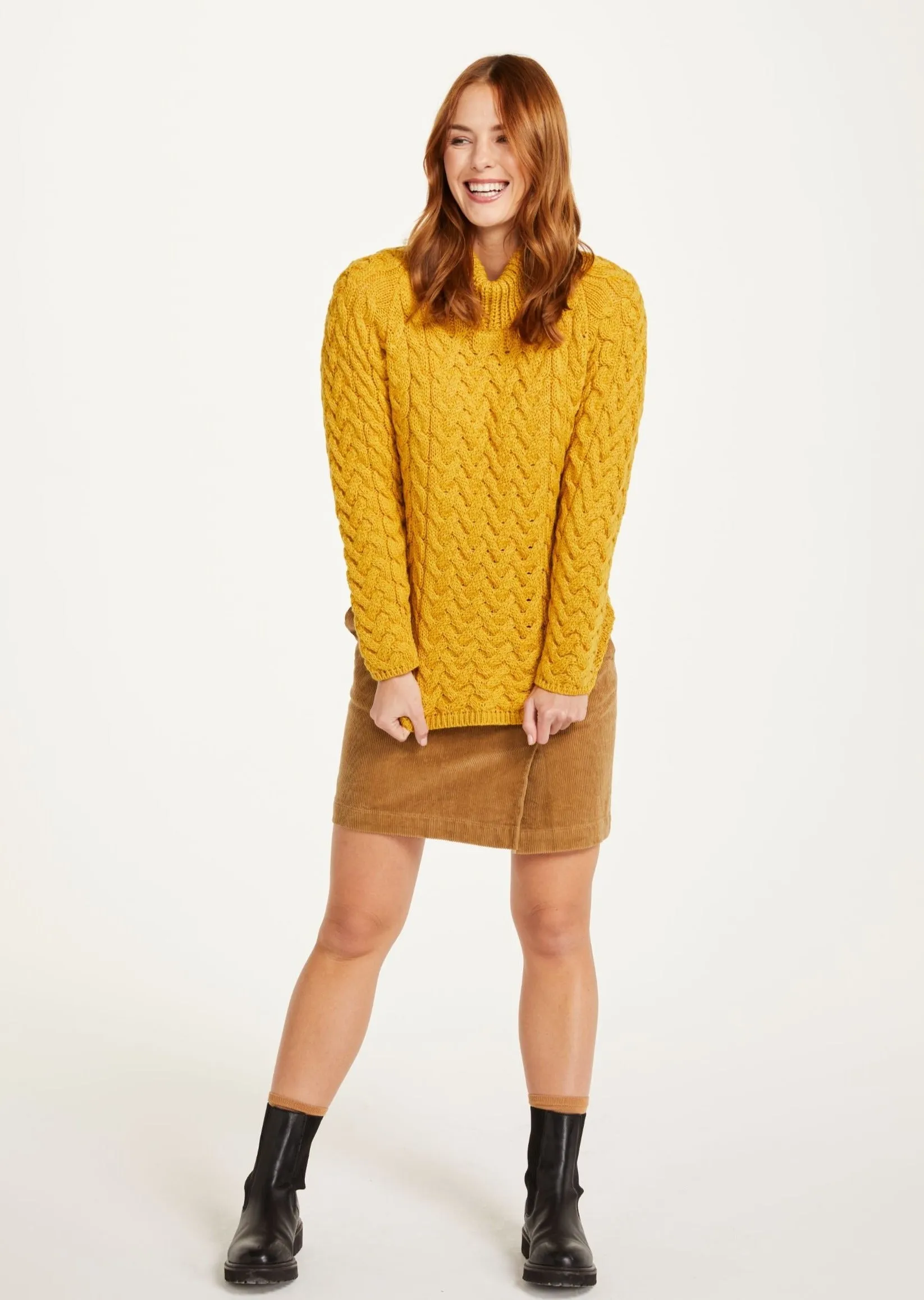 Aran Crew Neck Sweater | Sunflower