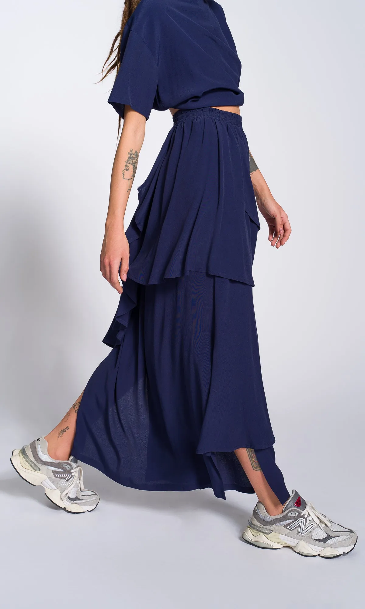 Asymmetric Layered Georgette Skirt