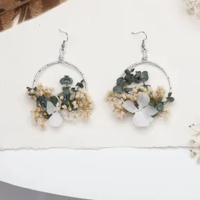 Baby's breath circle dangle earrings