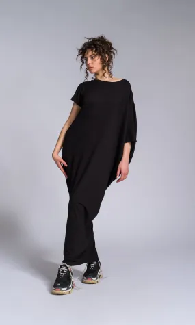 Batwing Sleeve Asymmetric Dress