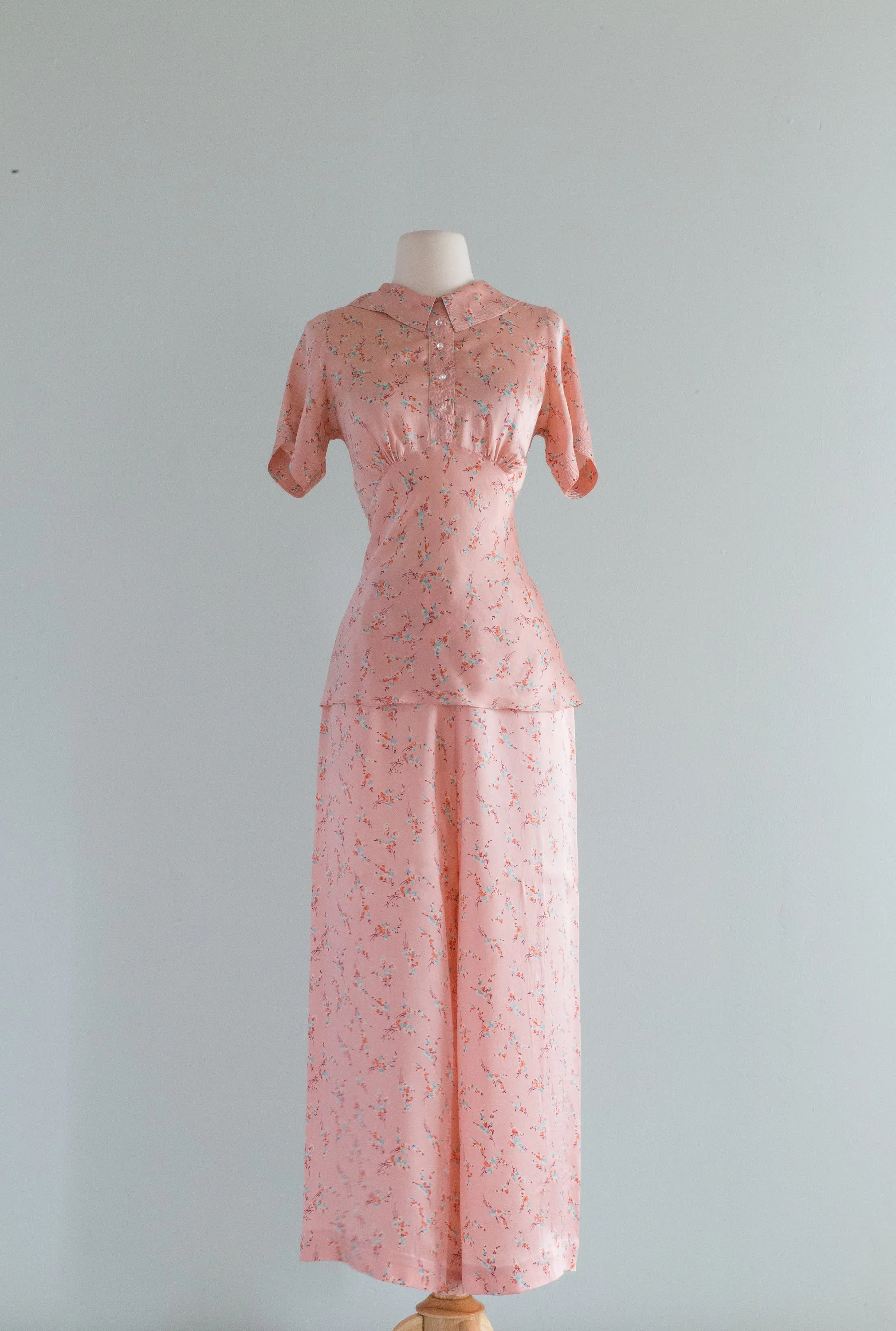 Beautiful 1930's Silk Pajama Set By Prints Charming / SM