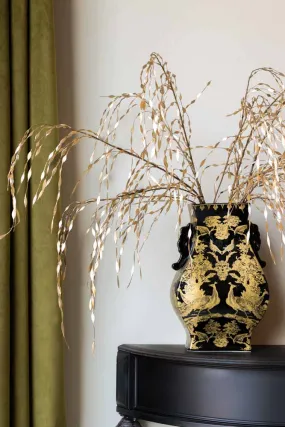 Black & Gold Chinoiserie Porcelain Vase