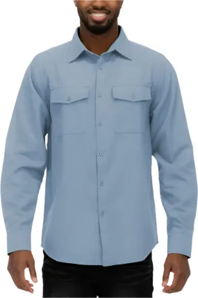 Blue Blank Brushed Long Sleeve Flannel Shirt Mens