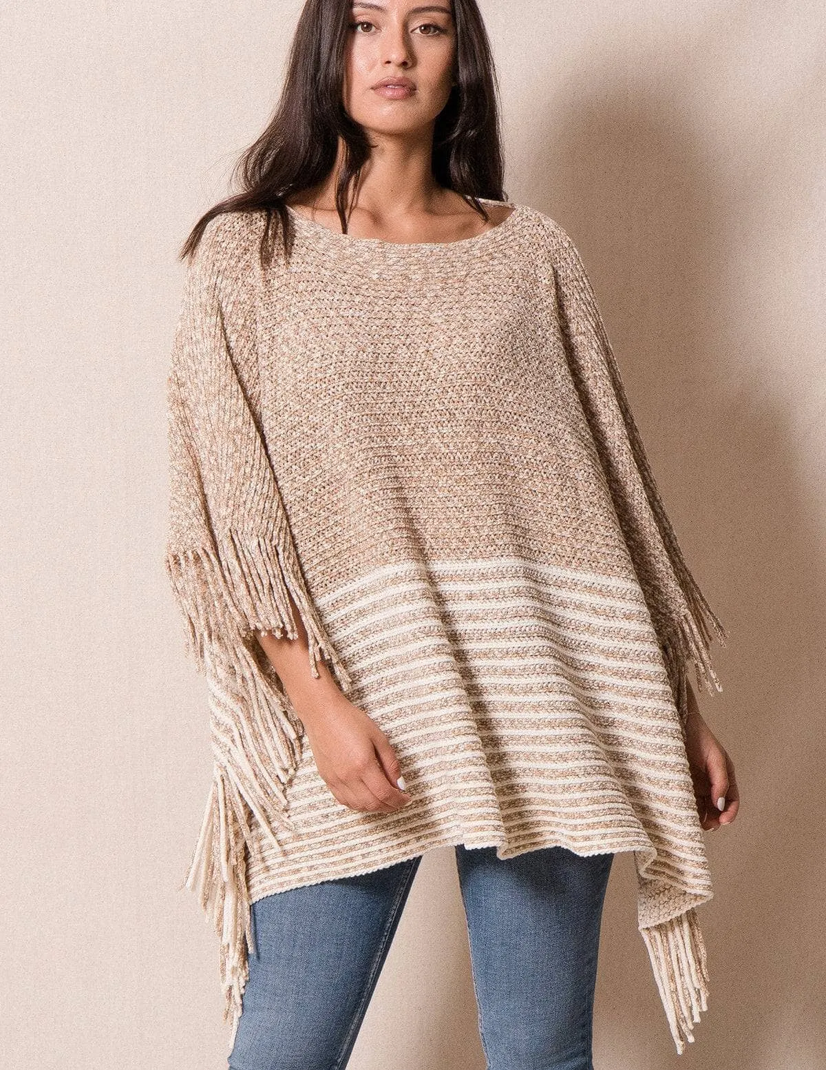 Braelynn Poncho Sweater - Flax - As-Is-Clearance