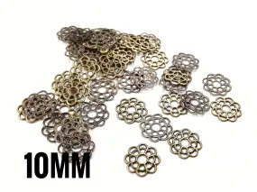 Brass sequins, 10mm, flower, 36 pcs | 圓銅片, 10mm, 花形, 36個