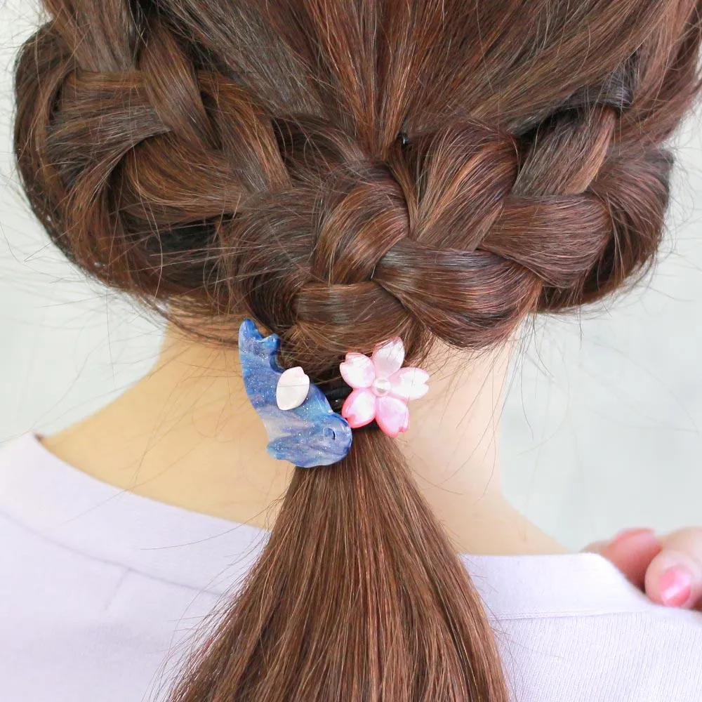 Cat and Cherry Blossom Ponytail Holder