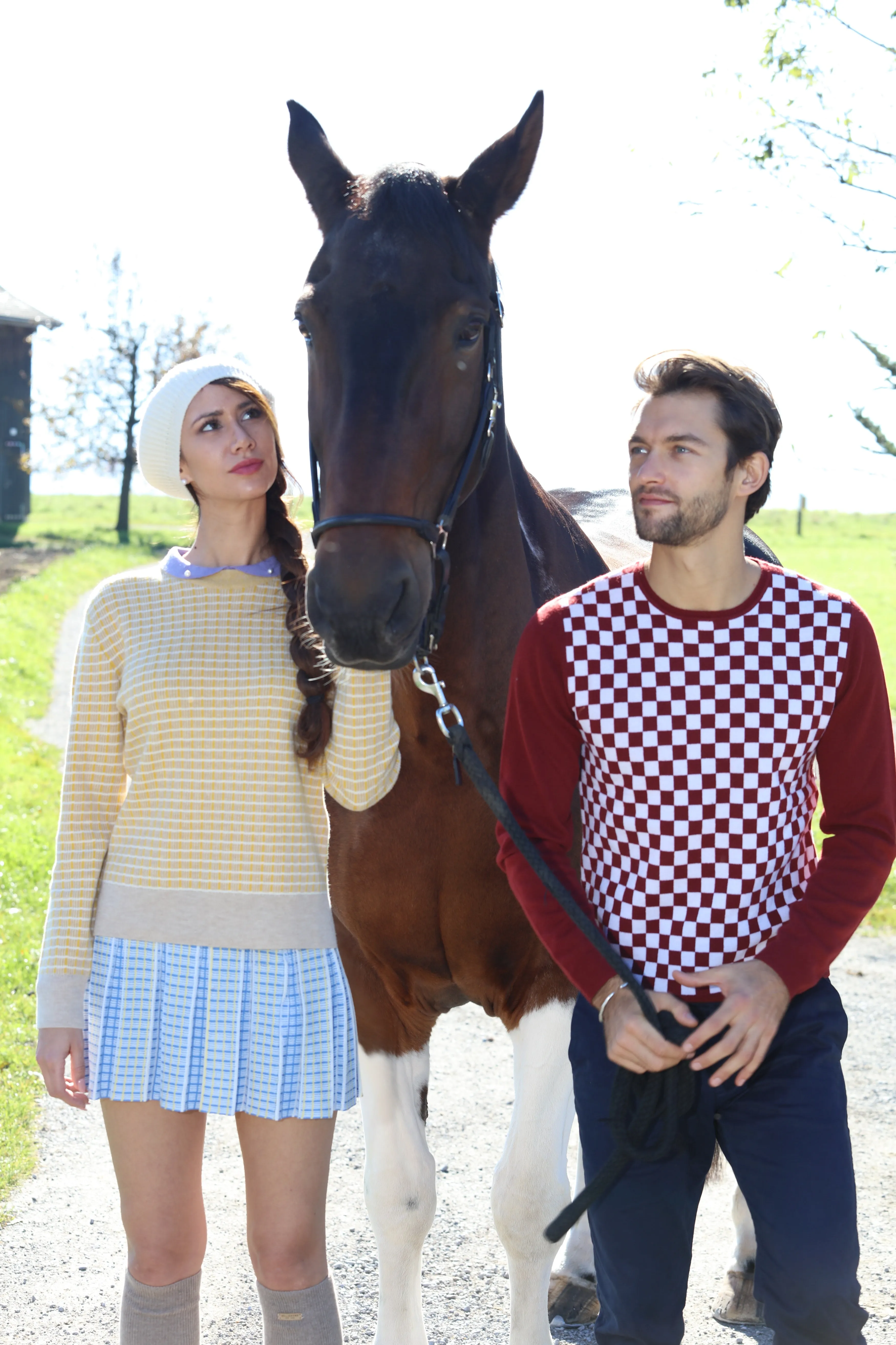 Checker Print Cashmere Merino Sweater