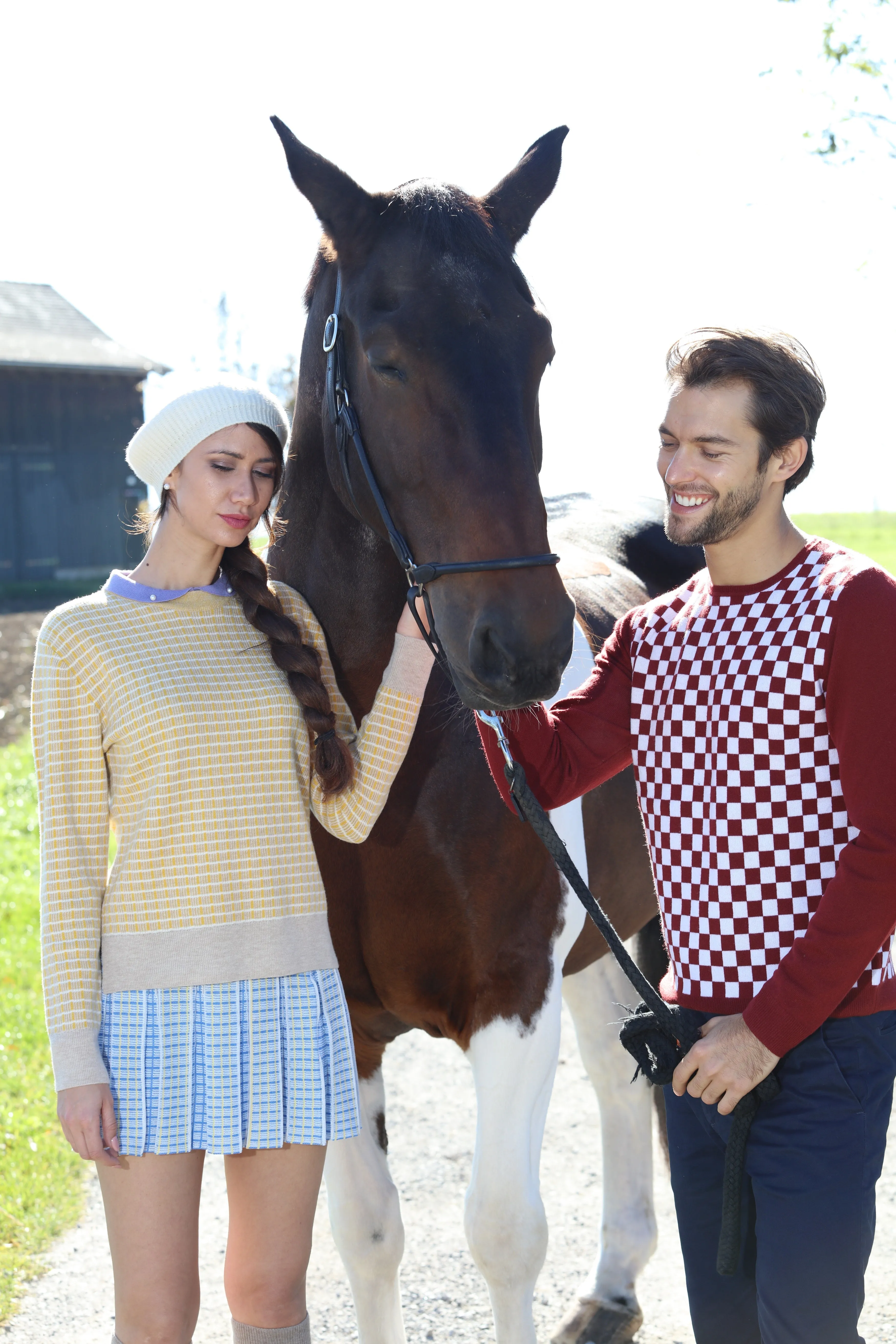 Checker Print Cashmere Merino Sweater