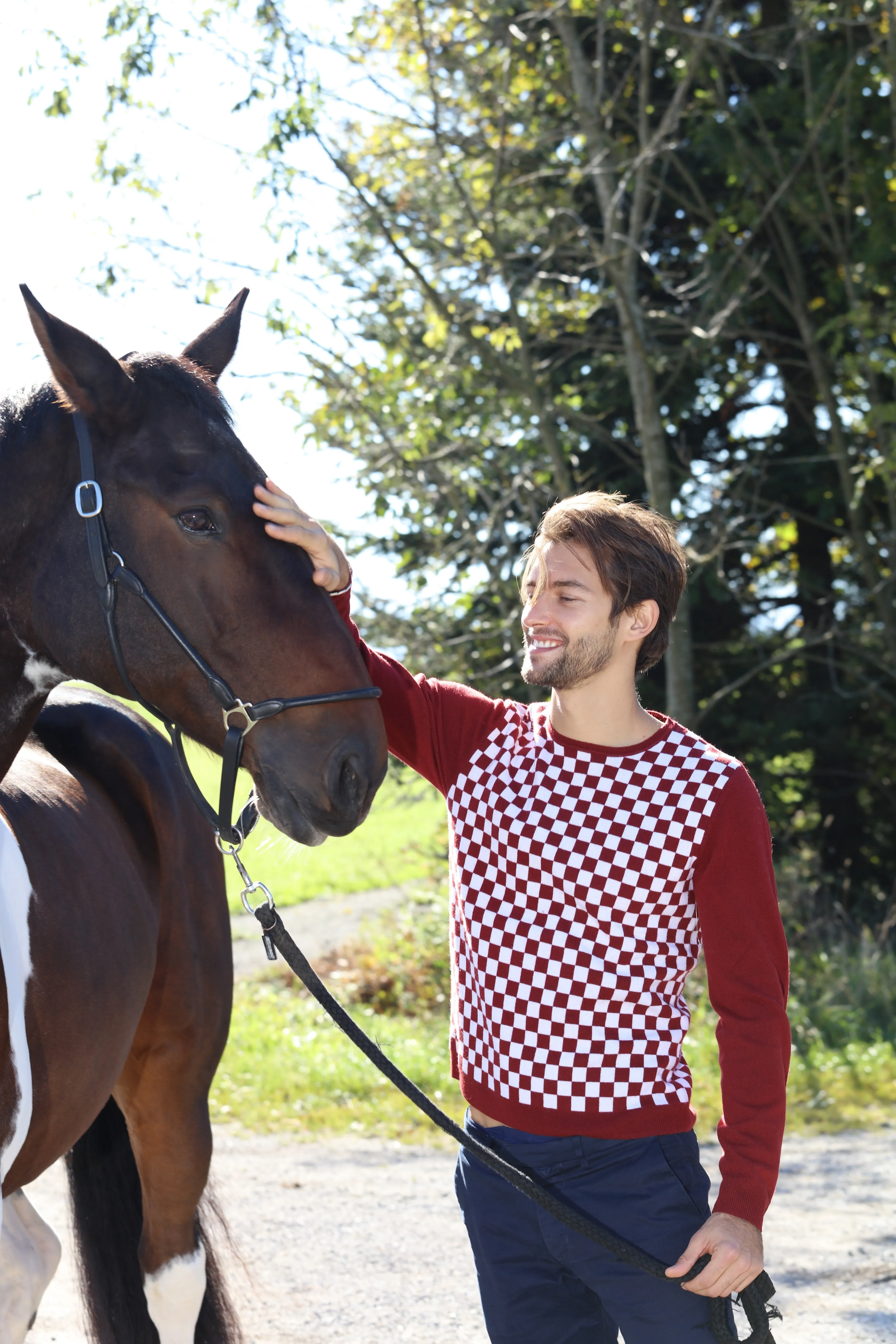 Checker Print Cashmere Merino Sweater