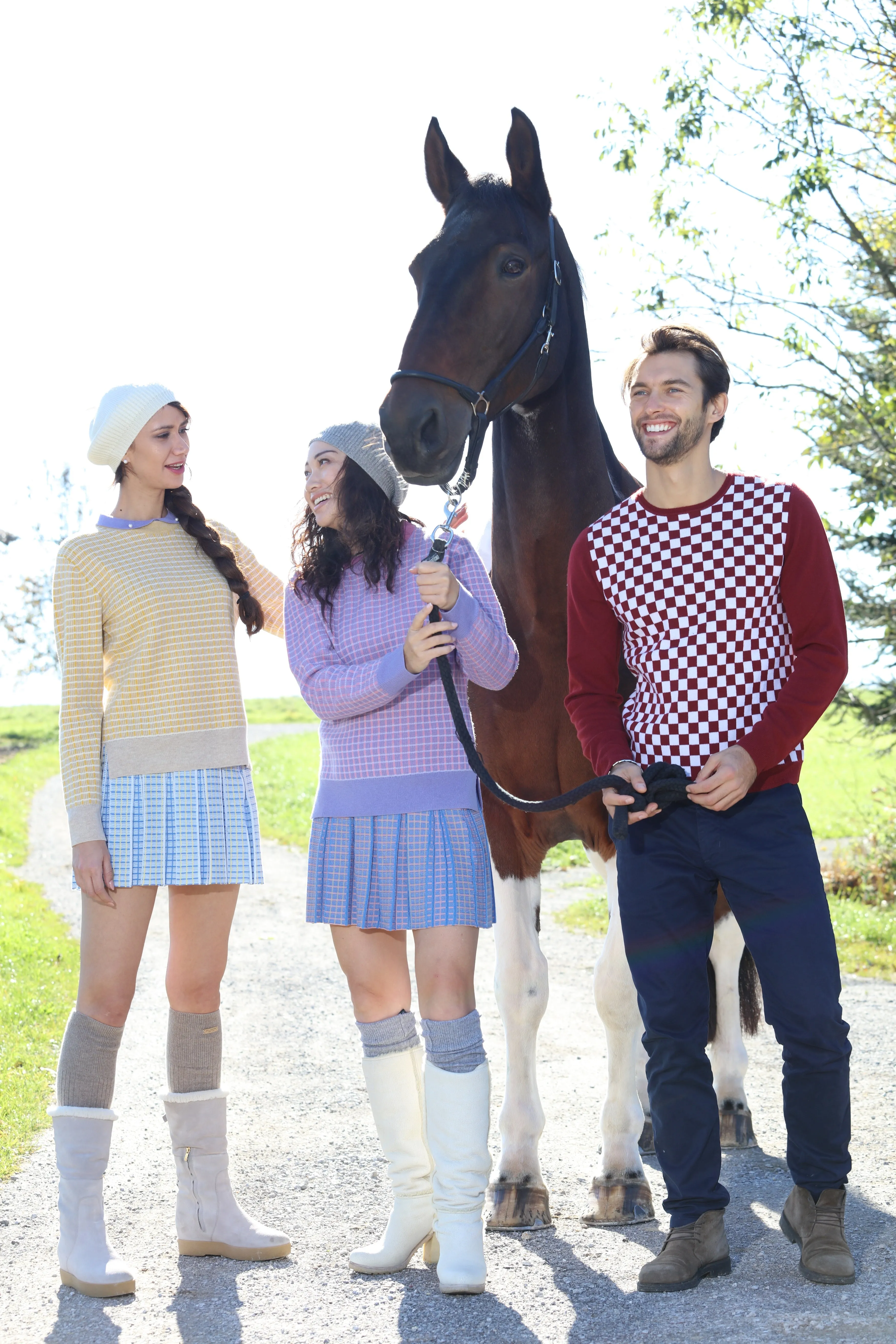 Checker Print Cashmere Merino Sweater