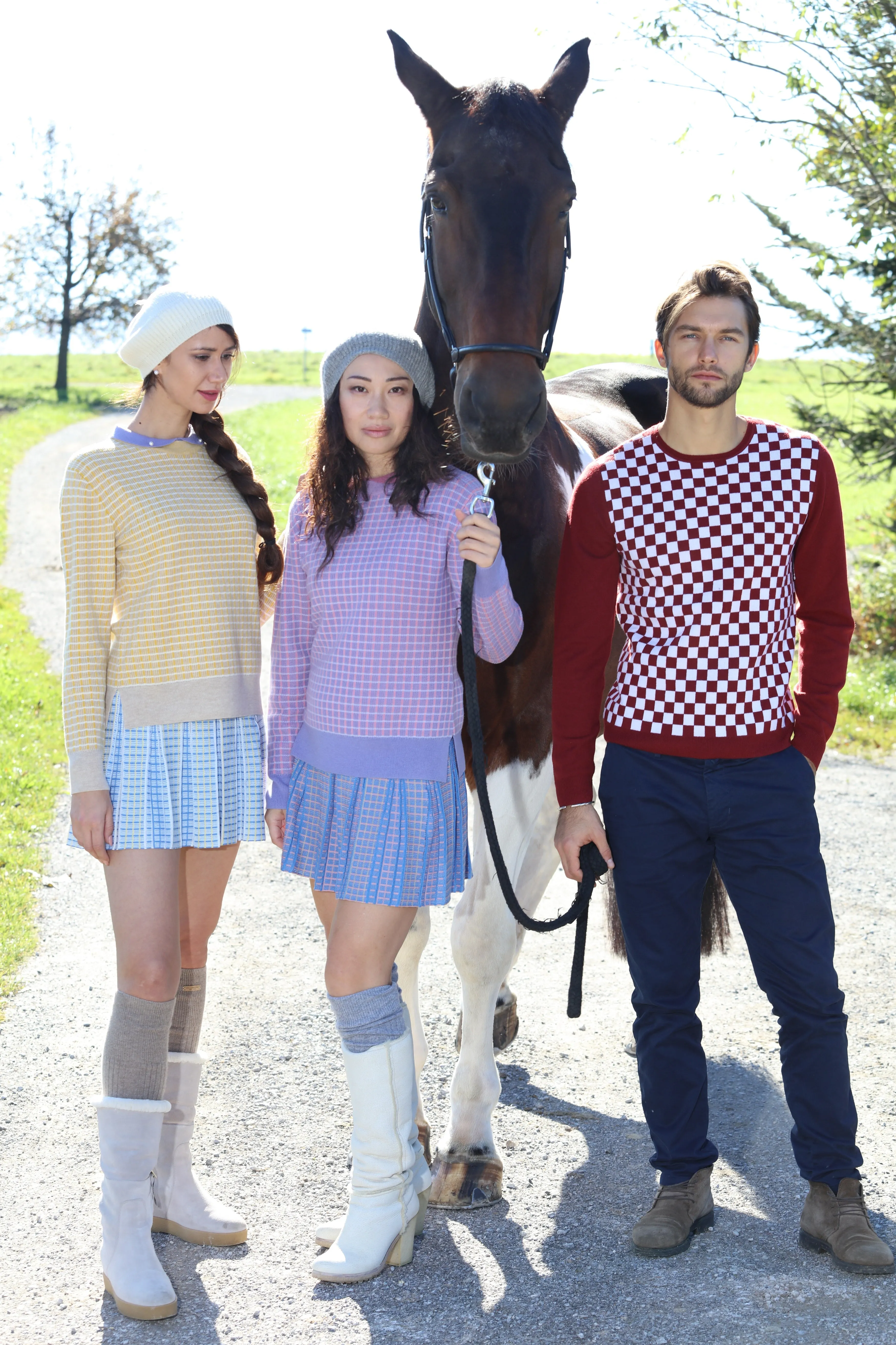 Checker Print Cashmere Merino Sweater