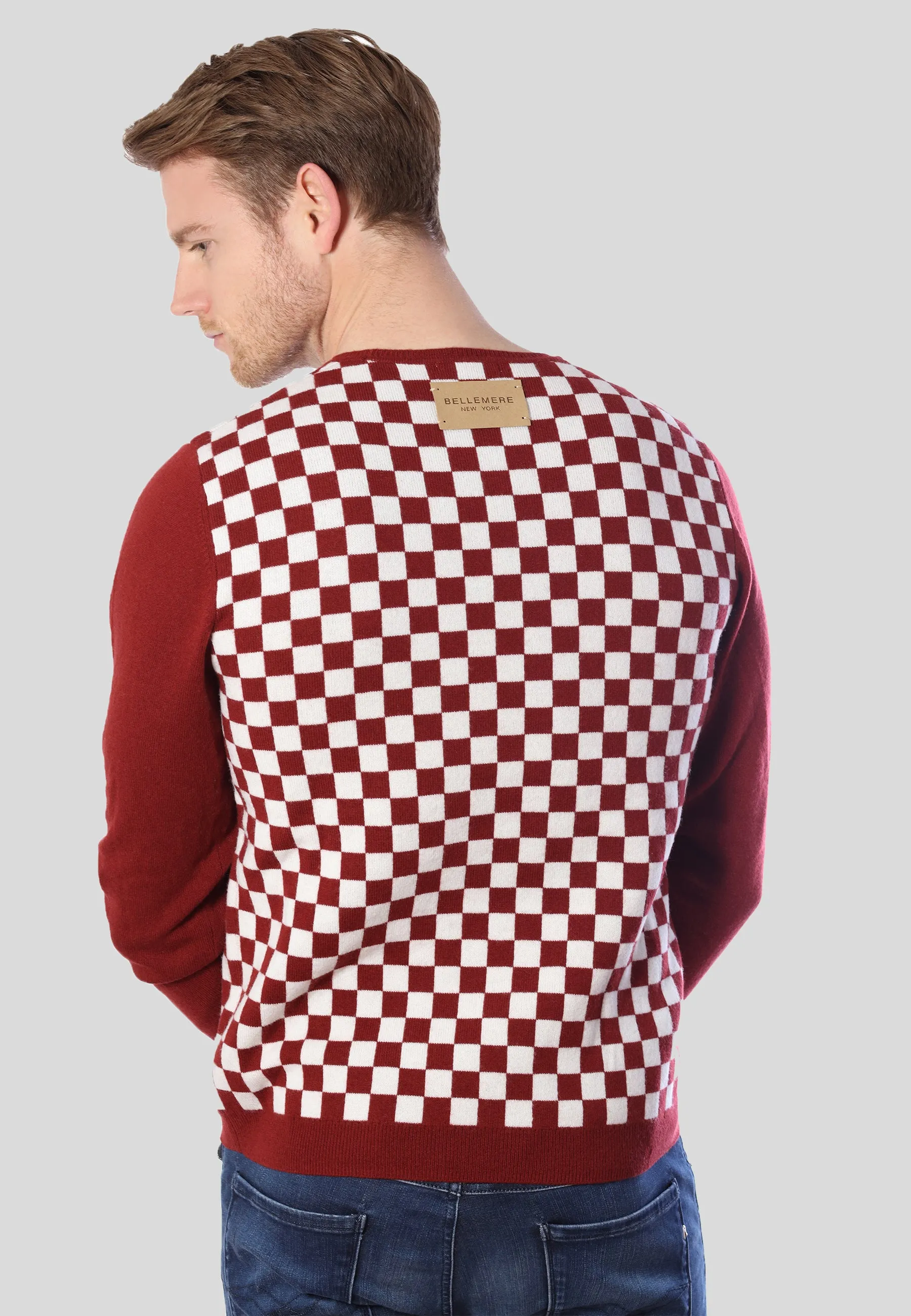 Checker Print Cashmere Merino Sweater