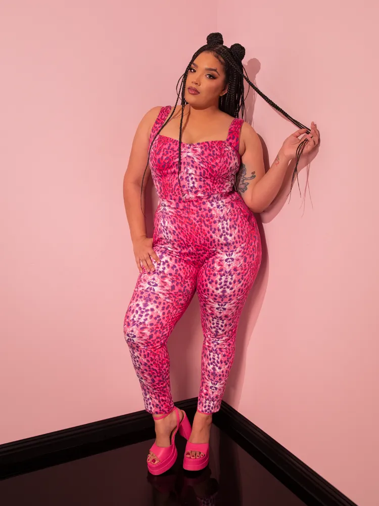 Cigarette Pants in Pink Leopard Print - Vixen by Micheline Pitt