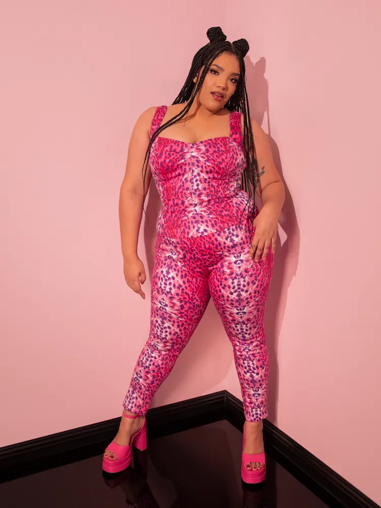 Cigarette Pants in Pink Leopard Print - Vixen by Micheline Pitt