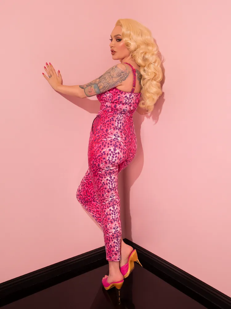 Cigarette Pants in Pink Leopard Print - Vixen by Micheline Pitt