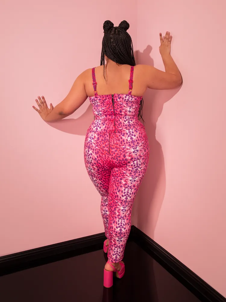 Cigarette Pants in Pink Leopard Print - Vixen by Micheline Pitt