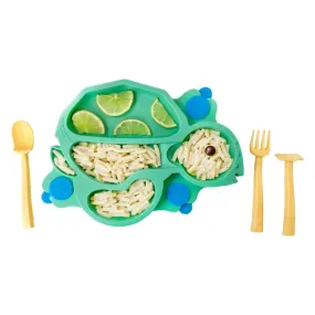 Constructive Eating Plate Made in USA | Constructive Baby | Kids Dinnerware Set, Green Turtle Plate | Divided Suction Plates for Toddlers – Made with Materials Tested for Safety