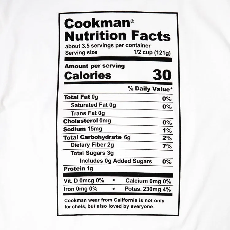 Cookman Tees - Nutrition Facts : White