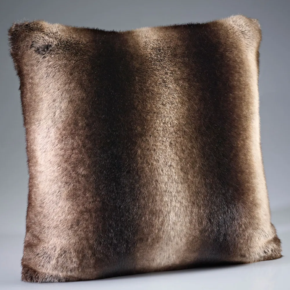 Dark Brown Alaska Faux Fur Cushions - Size Choice