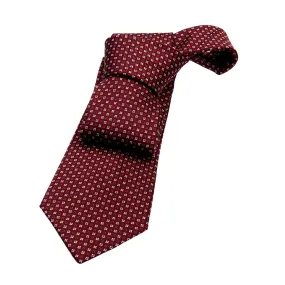 Dorchester Foulard Silk Tie, Burgundy Red / Silver