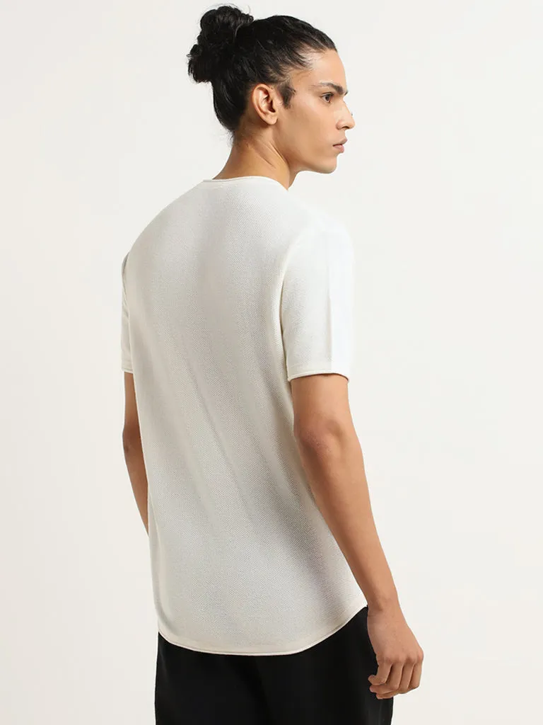 ETA White Knitted Slim Fit T-Shirt