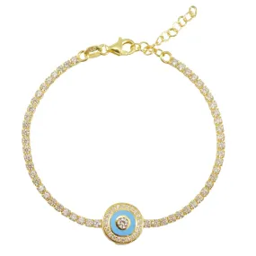 Evil Eye Gold Plated Sterling Silver Tennis Bracelet