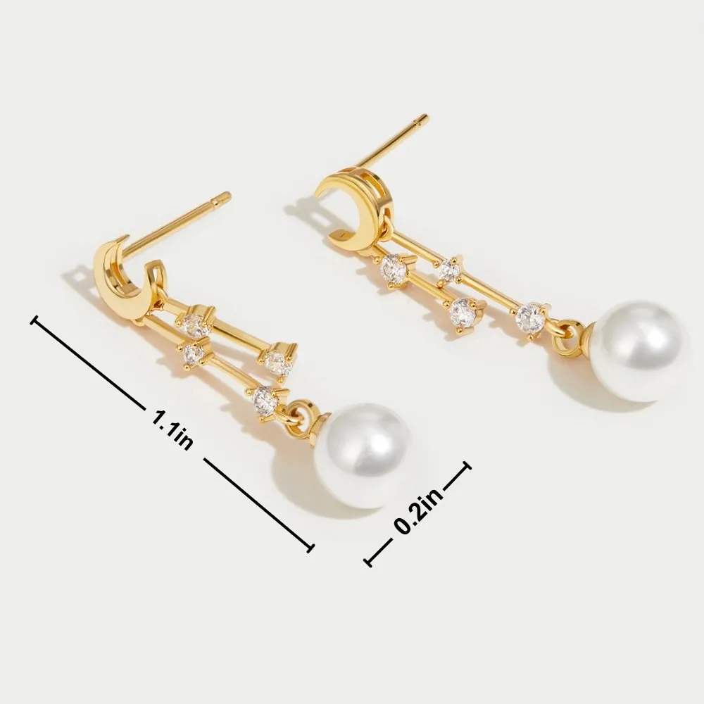 'For the Dreamer' Moon & Pearl Earrings