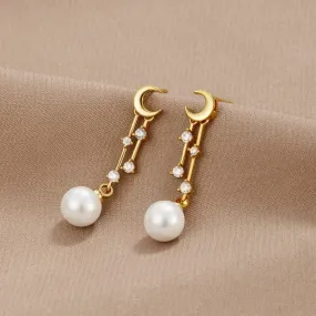 'For the Dreamer' Moon & Pearl Earrings