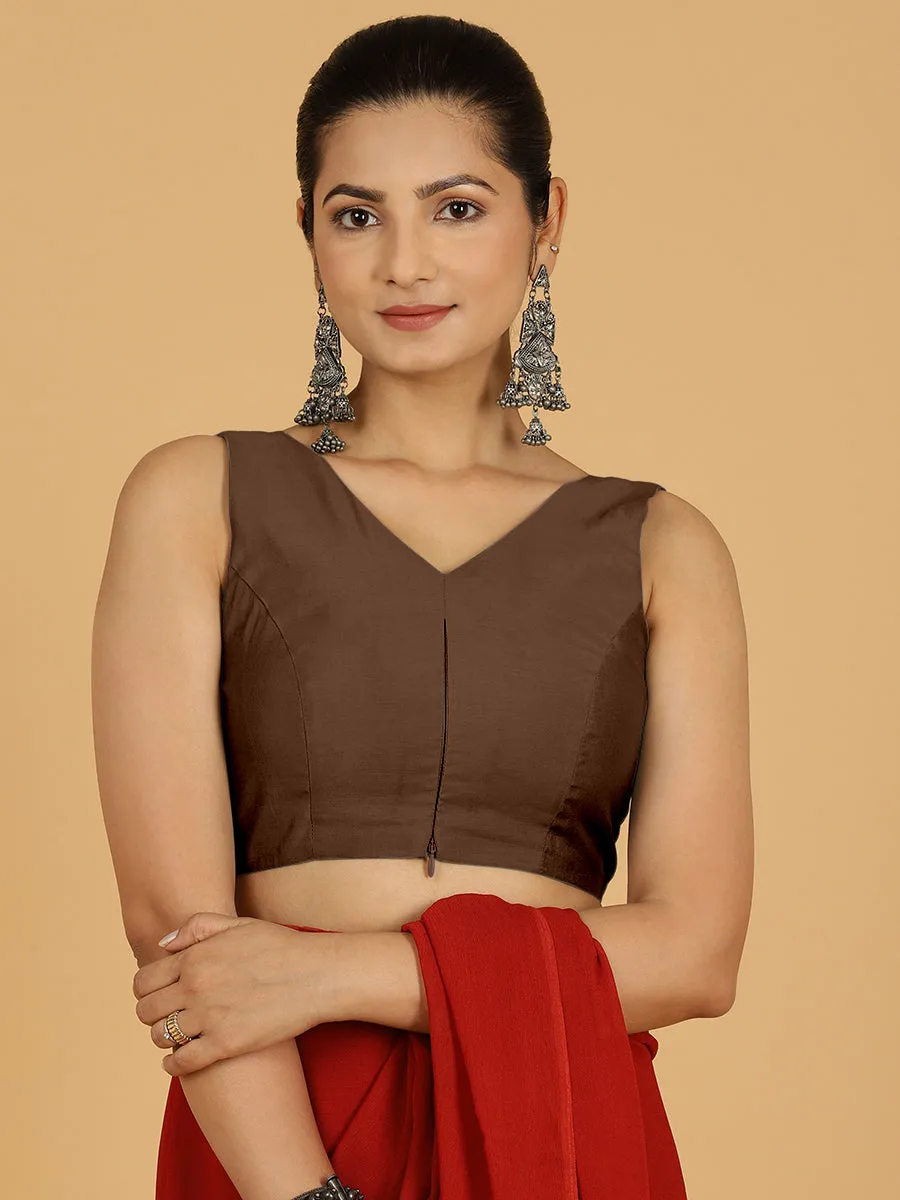 Hema x Rozaana |  Saree Blouse in Walnut Brown