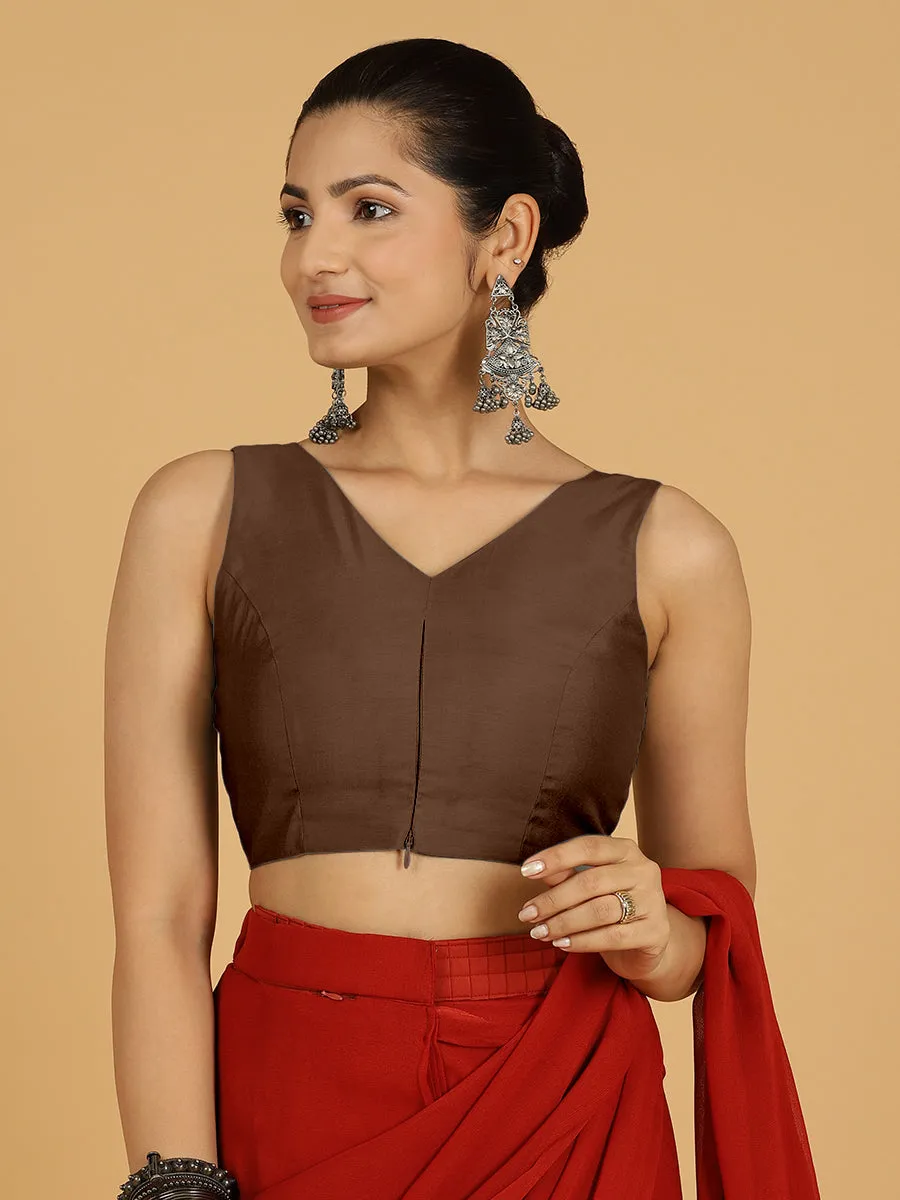 Hema x Rozaana |  Saree Blouse in Walnut Brown