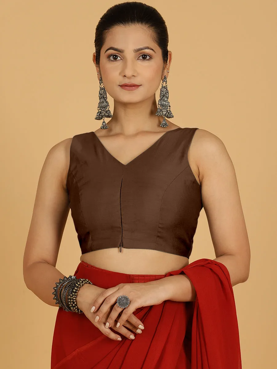 Hema x Rozaana |  Saree Blouse in Walnut Brown