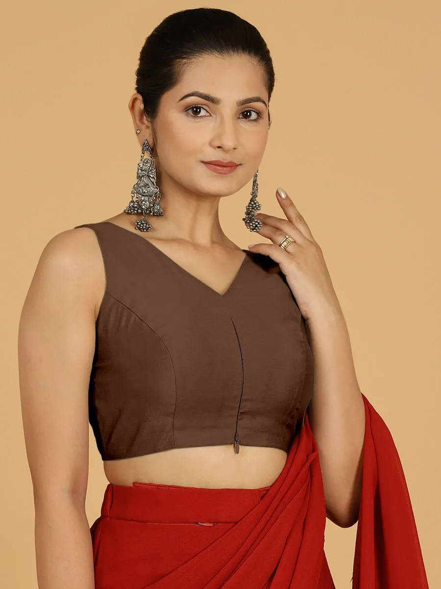 Hema x Rozaana |  Saree Blouse in Walnut Brown