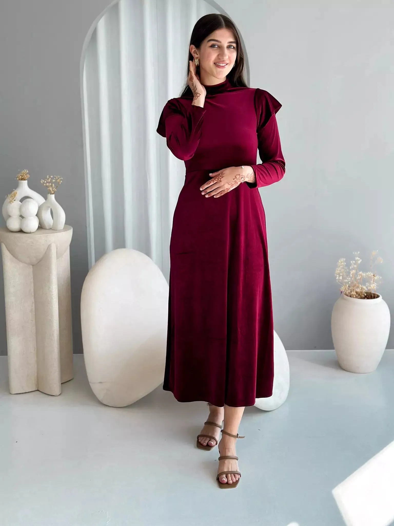 Hope Velvet Dress - Plum