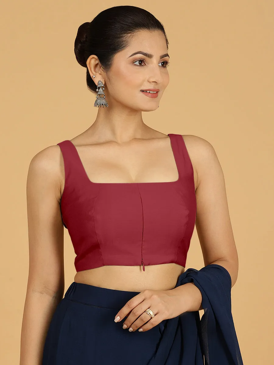 Kasturi x Rozaana | Sleeveless Saree Blouse in Scarlet Red