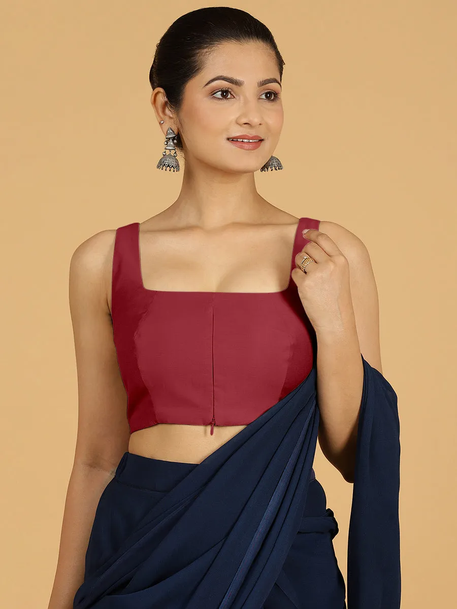 Kasturi x Rozaana | Sleeveless Saree Blouse in Scarlet Red