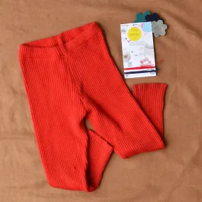 Knitted Merino Rib Leggings/Pants - Red (2-3y) *PRE-LOVED/YOU MEND IT!